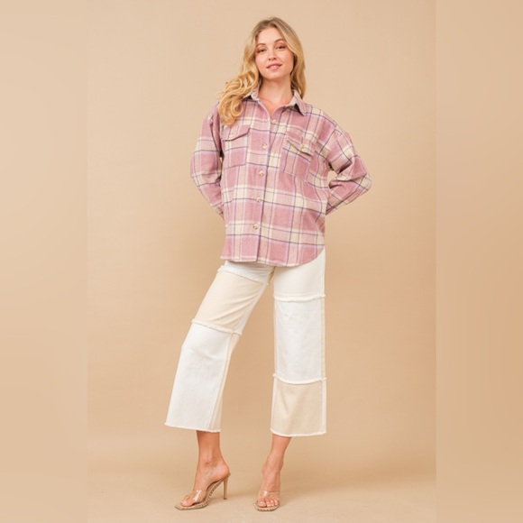 Wide Leg Color Block Patchwork Raw Edge Jeans - Picture 5 of 7